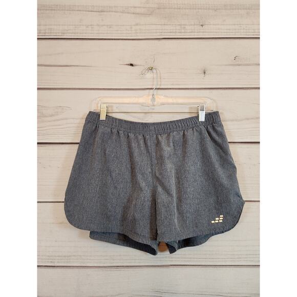 Bcg Women's Gray Black Solid Mid Rise Stretch Running Athletic Shorts Size Large - Picture 1 of 8